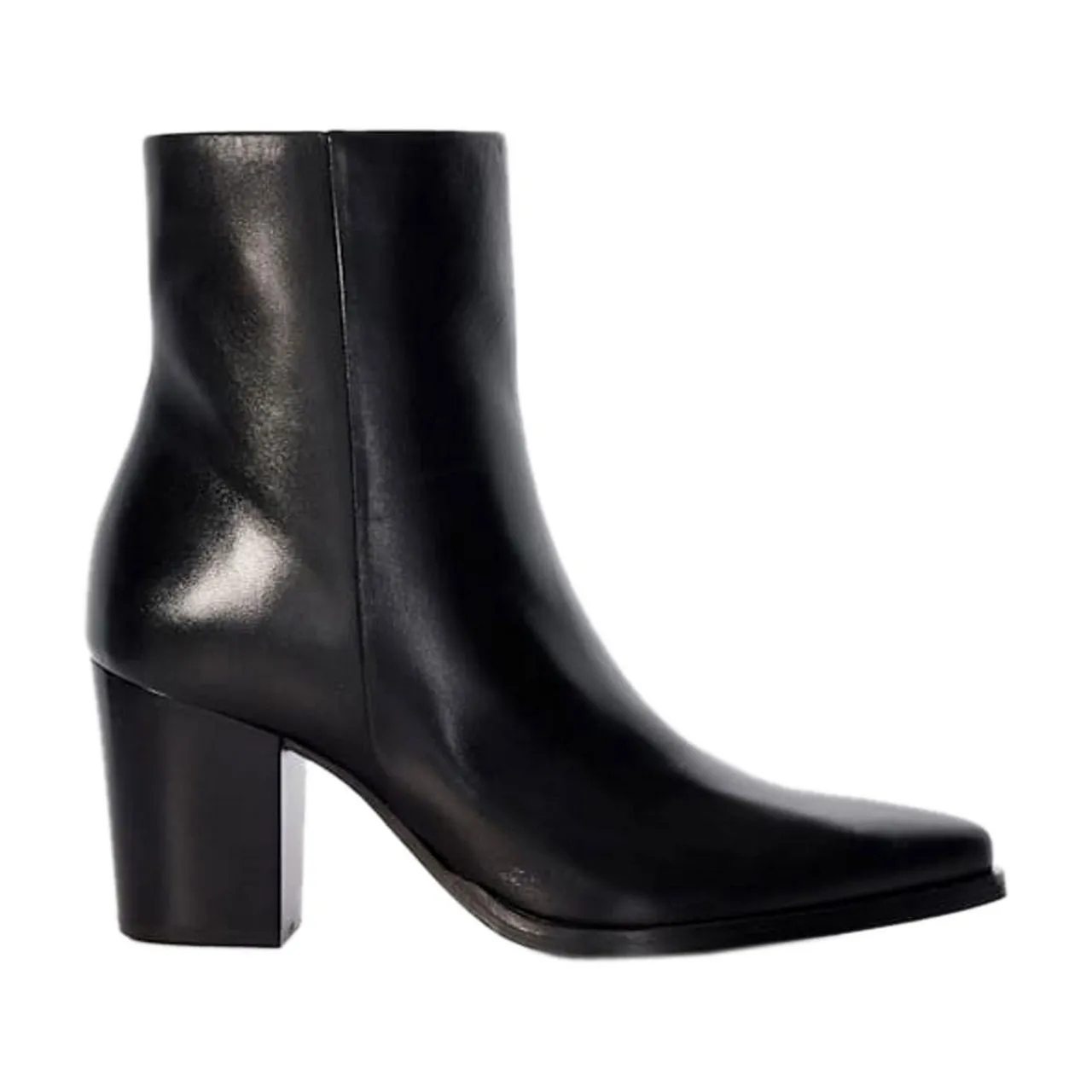 DUNE LONDON Paxten Leather Western Ankle Boots - Black