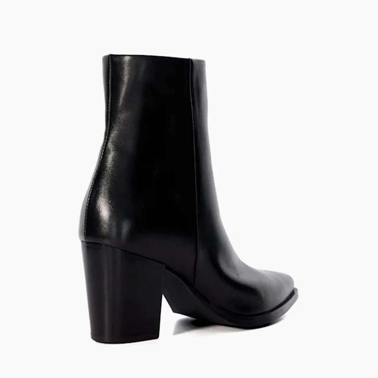 DUNE LONDON Paxten Leather Western Ankle Boots - Black