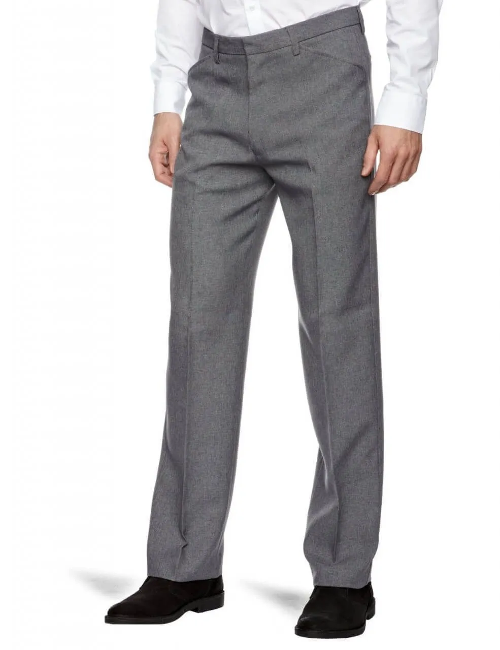 Farah Mid Grey Hopsack Weave Trousers