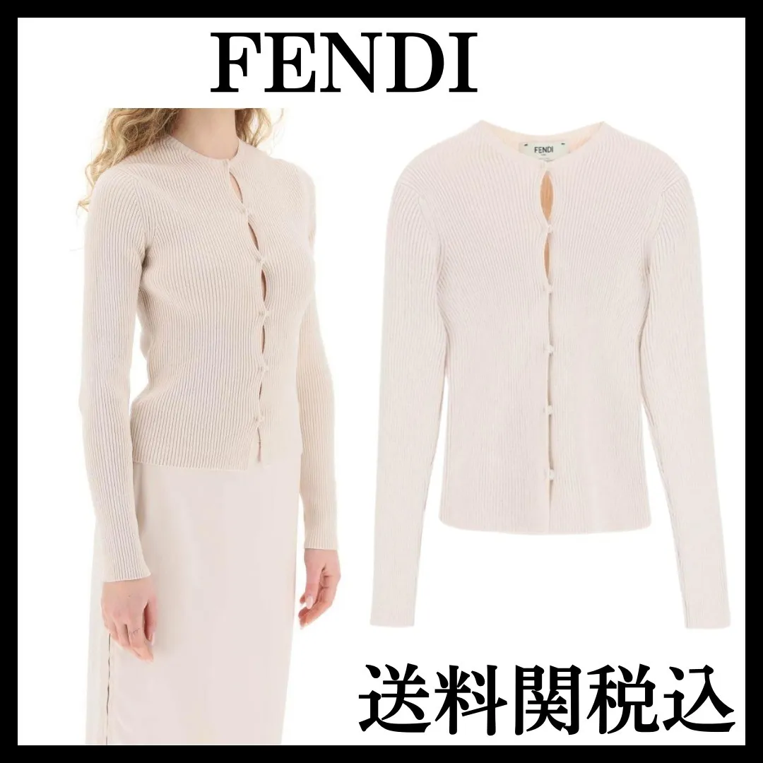 FENDI Logo Casual Style Long Sleeve Elegant Cardigans