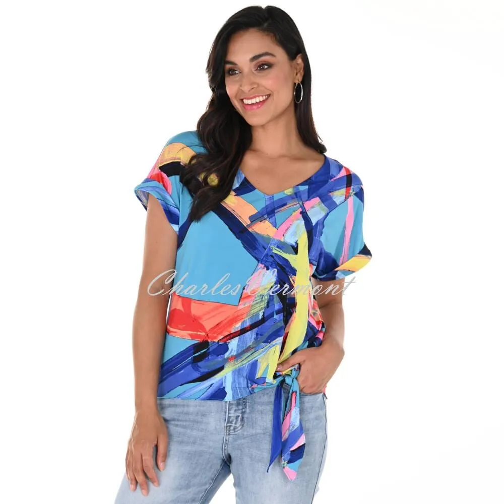 Frank Lyman Multi-Colored Print Top Tied Knot Hem Style 246133