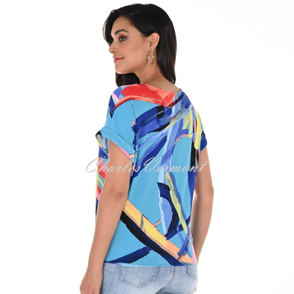 Frank Lyman Multi-Colored Print Top Tied Knot Hem Style 246133