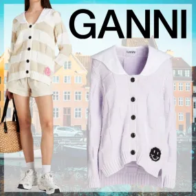 Ganni Casual Unisex Nylon Street Style Long Sleeves Plain