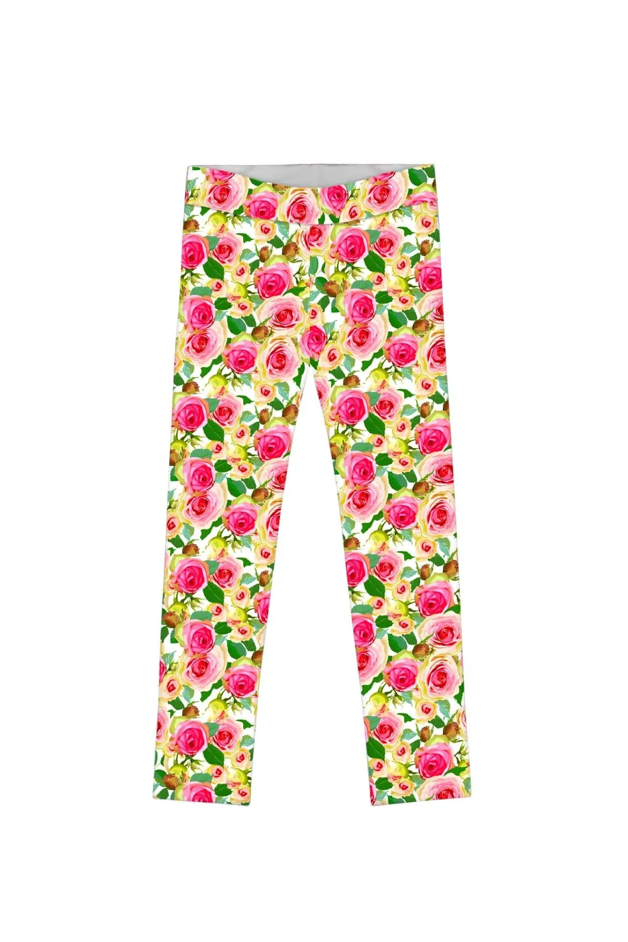 Girls' Cute Rose Flower Leggings - Little Rosarium Lucy Print