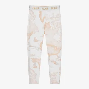 Girls Ivory Cotton Geo Leggings