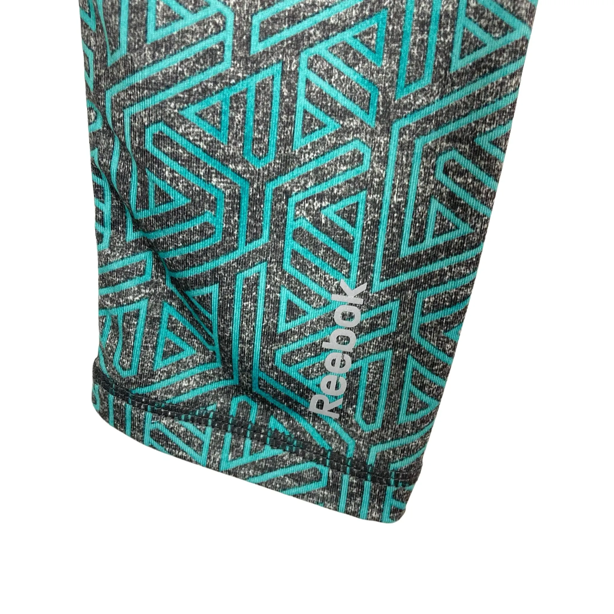 Gray and Teal Patterned Reebok Leggings - Size XS (28.5 Inseam)