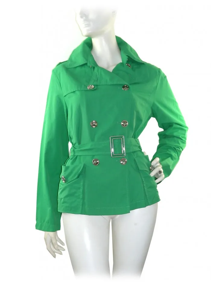 Green Short Trench Jacket for Women by Claudia Gil