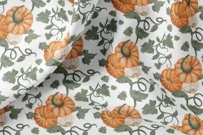 Halloween Pumpkin Print Linen Fabric for Bedding, Curtains, Dresses, Clothing, Table Cloth & Pillows沃