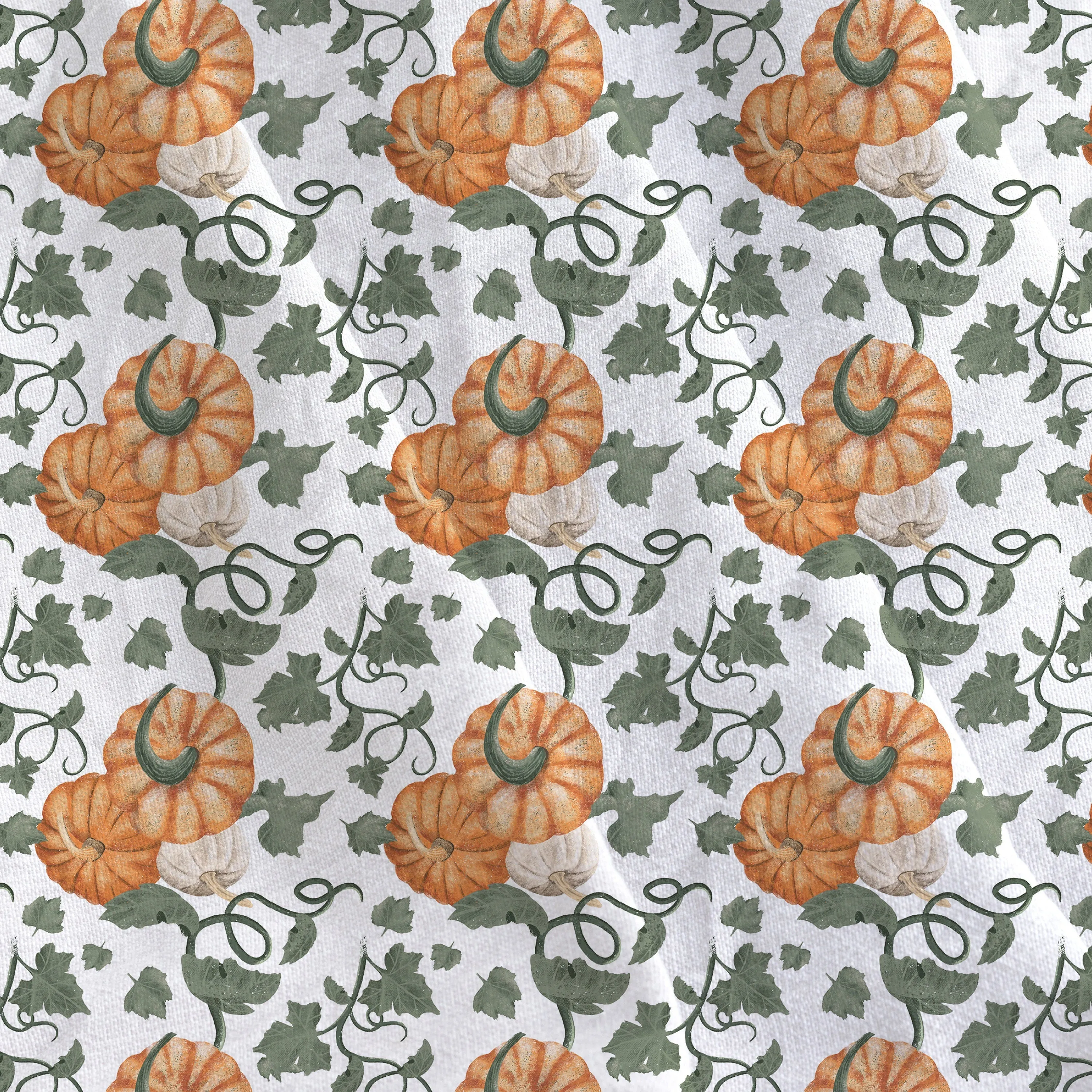 Halloween Pumpkin Print Linen Fabric for Bedding, Curtains, Dresses, Clothing, Table Cloth & Pillows沃