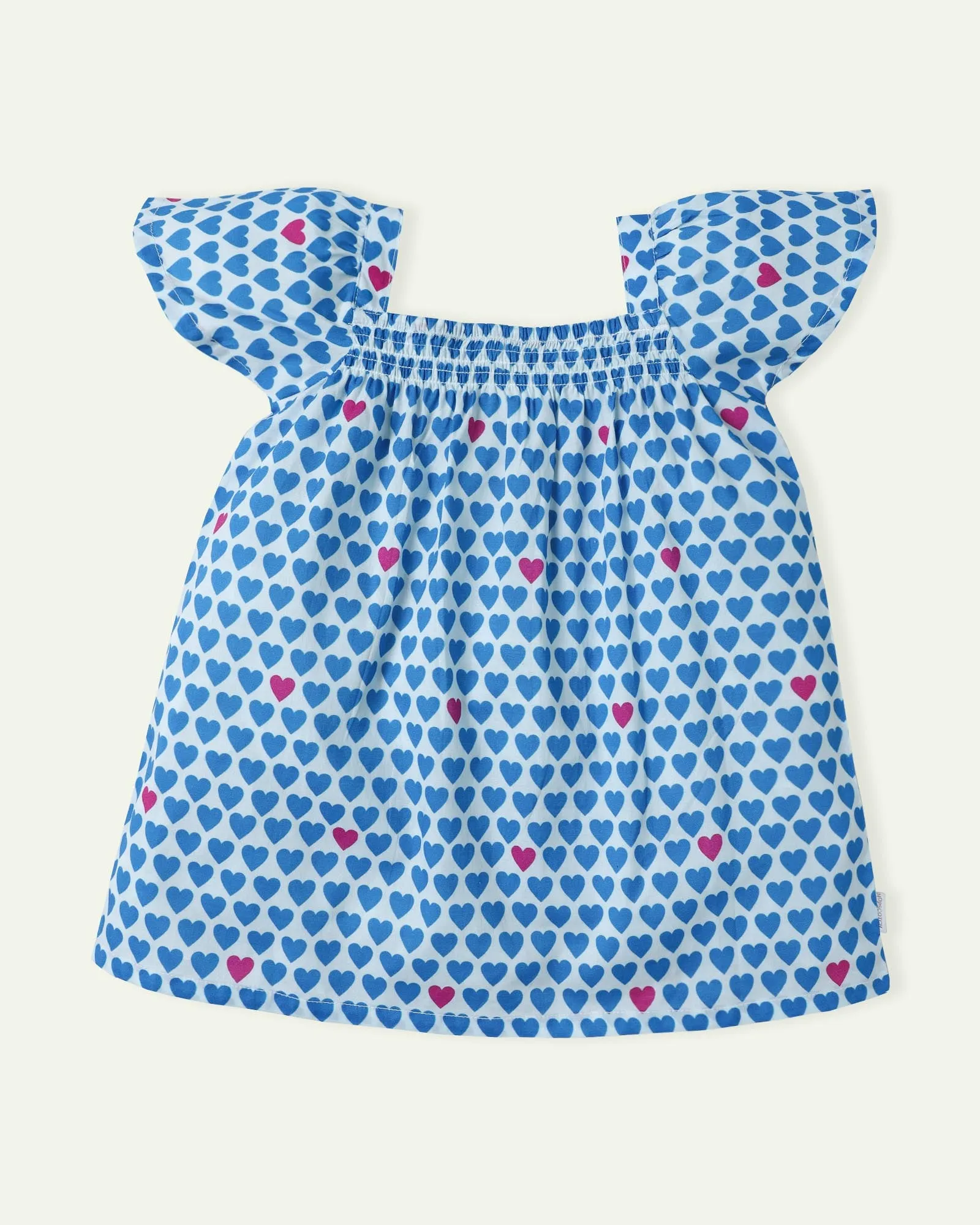 Heart Print Smocked Blouse