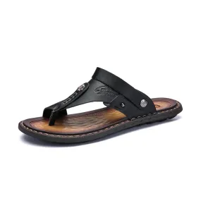 High-Quality Split Leather Men's Sandals - Casual Brand