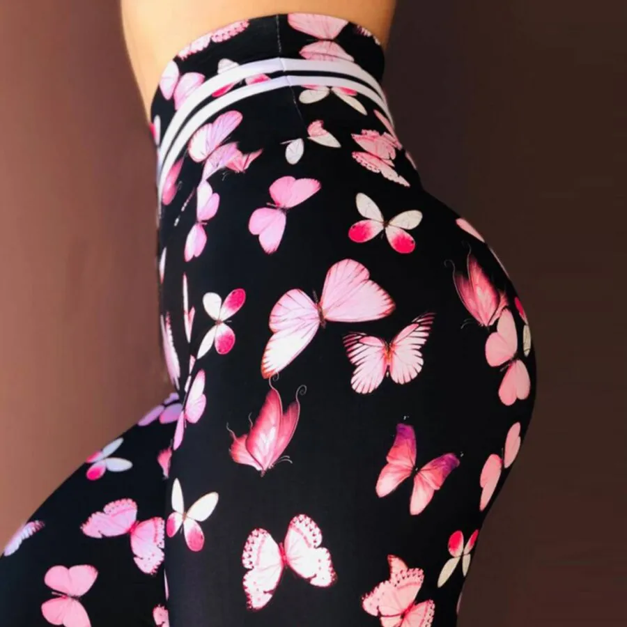 High Waist Butterfly 3D Printed Leggings for Women