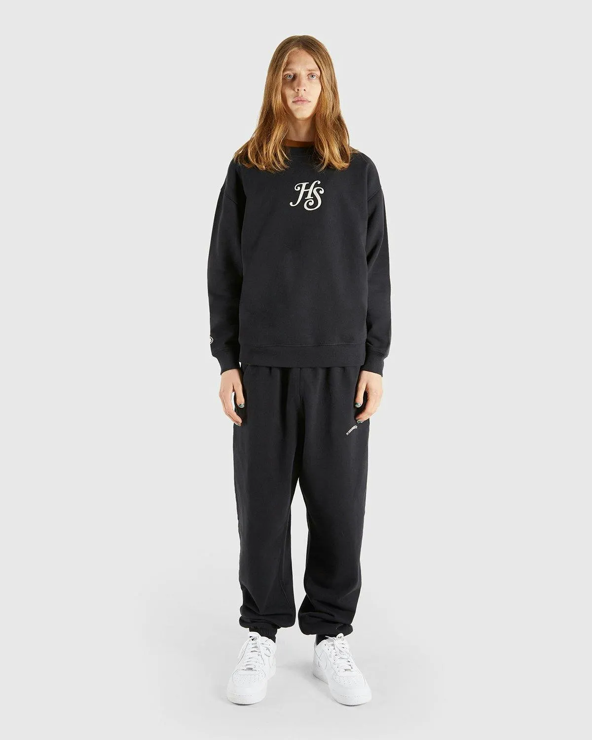 Highsnobiety – Logo Fleece Staples Crew Black | Highsnobiety Shop