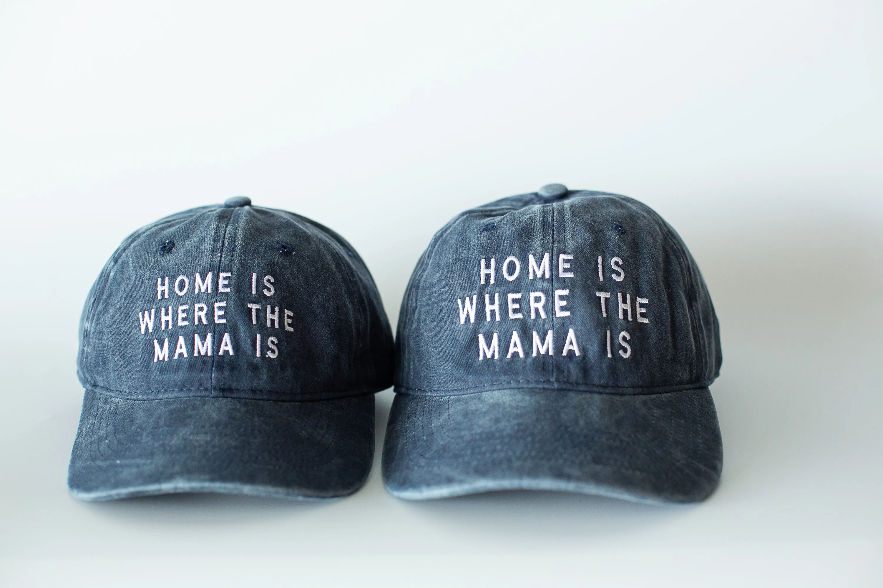 Home Is Where the Mama Is Baseball Cap Washed Blue 2 Sizes