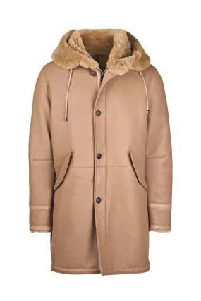 Hooded Shearling Sheepskin Parka Coat