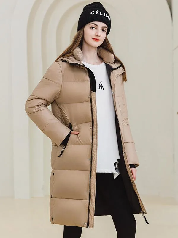 Hooded Zip Up Longline Overcoat with High-Quality Material for Winter Style