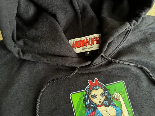 Hook Ups Skateboards Snow White Black Hoody.