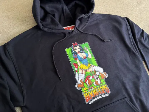 Hook Ups Skateboards Snow White Black Hoody.