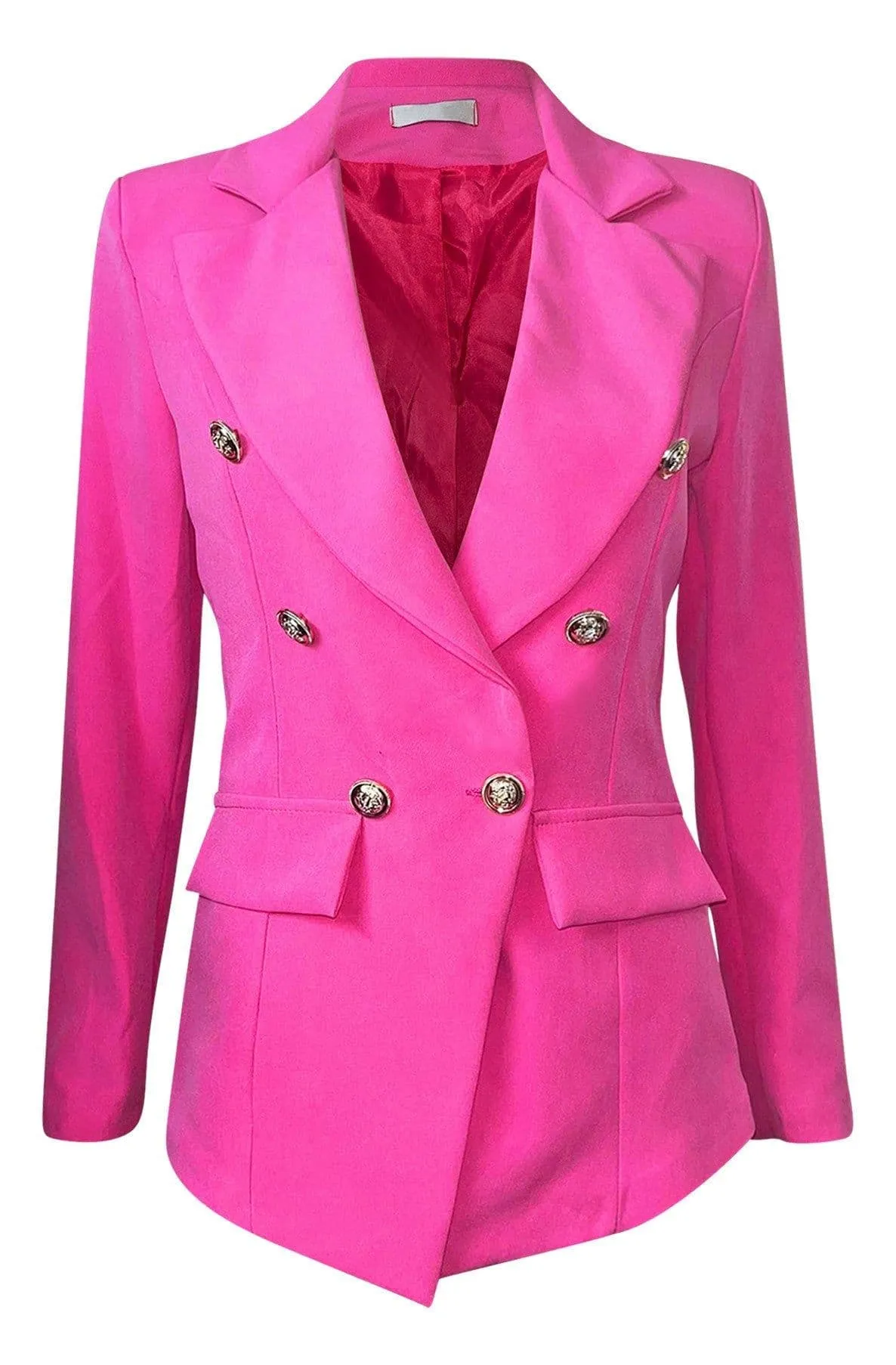 Hot Pink Blazer Jacket with Cortana Button Detail