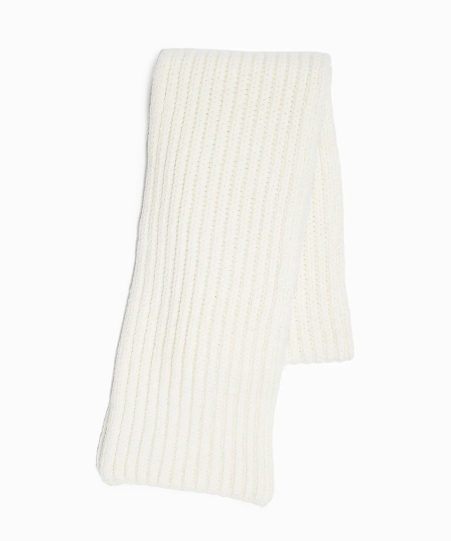 Ice White Corgi Wool Cashmere Ribbed Scarf