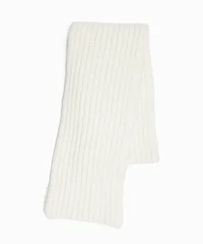 Ice White Corgi Wool Cashmere Ribbed Scarf