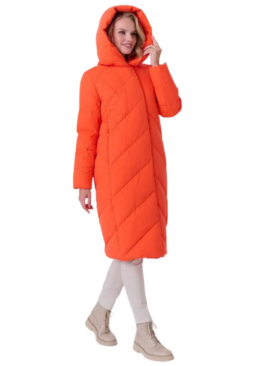 Insulated Longline Coat with Stylish Hood