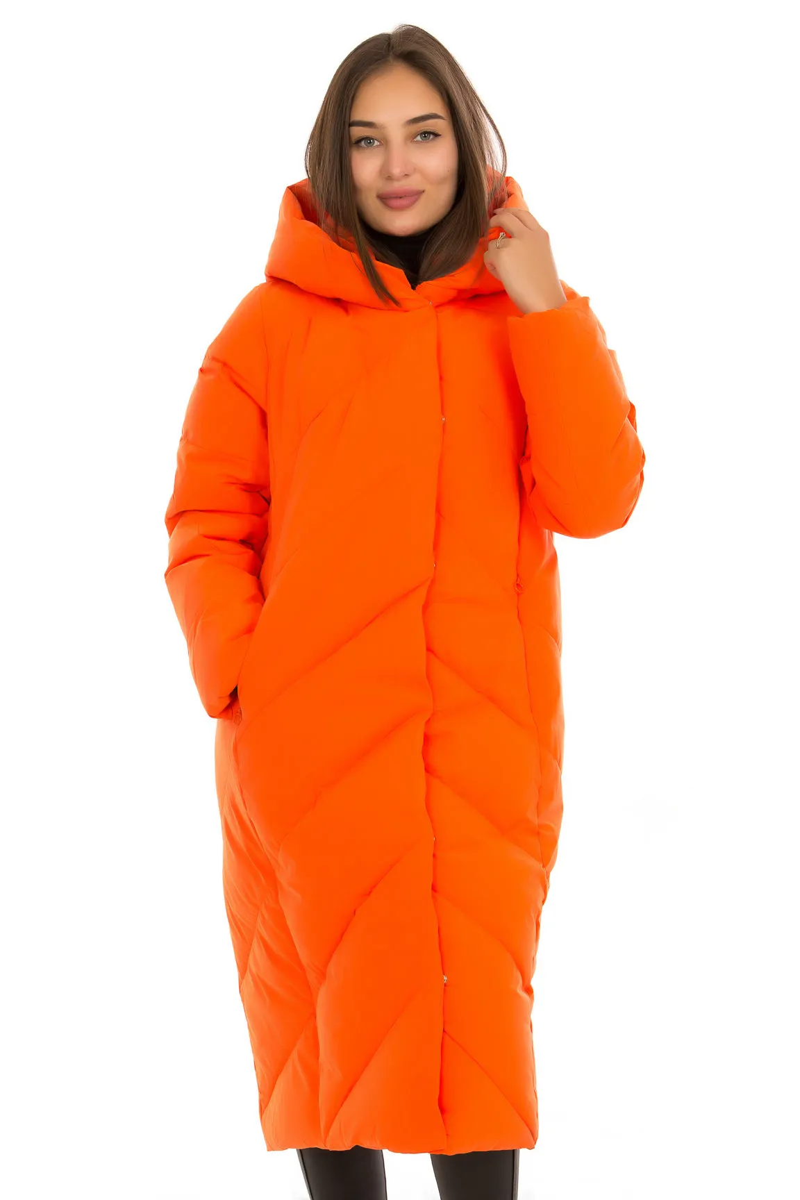 Insulated Longline Coat with Stylish Hood