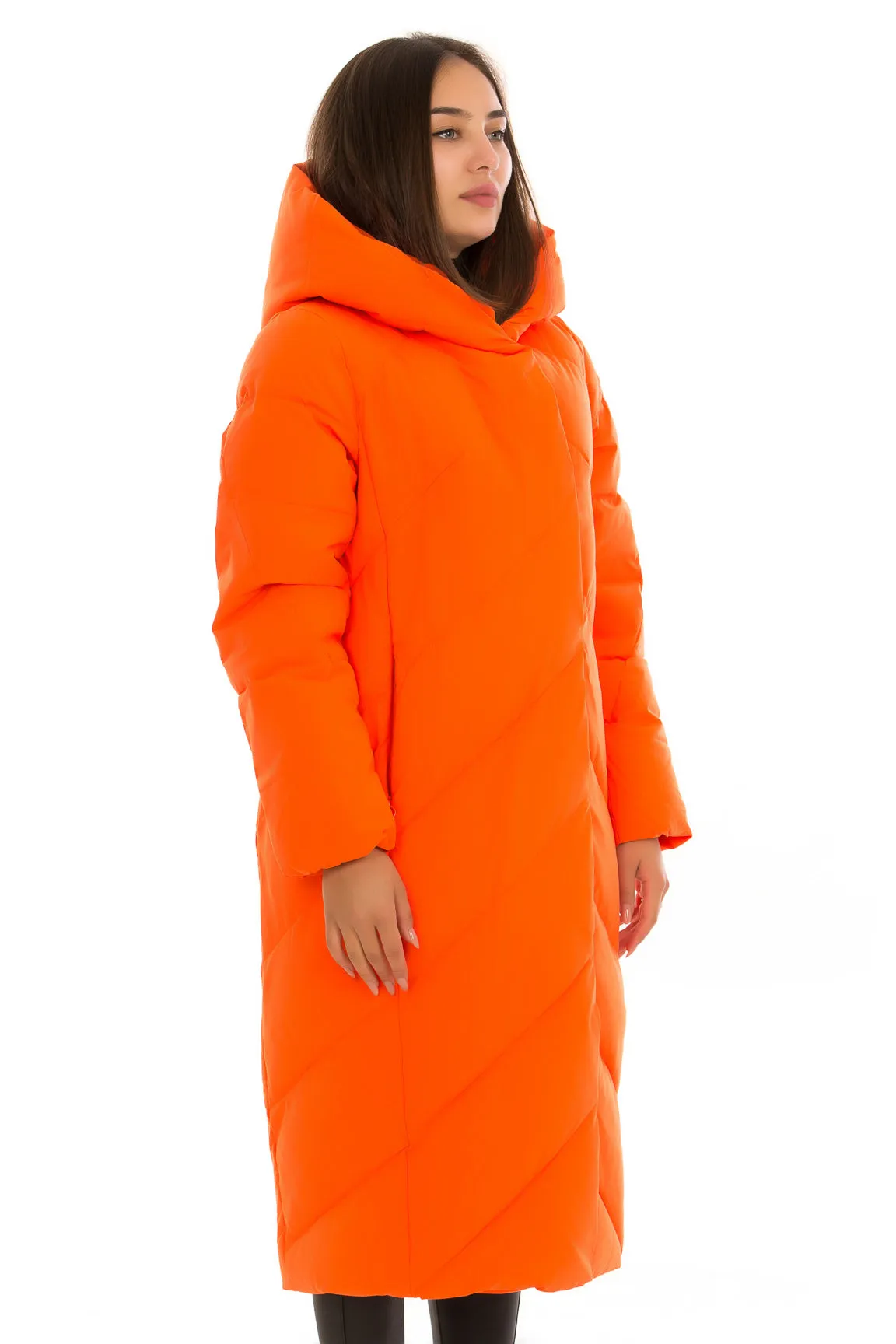 Insulated Longline Coat with Stylish Hood