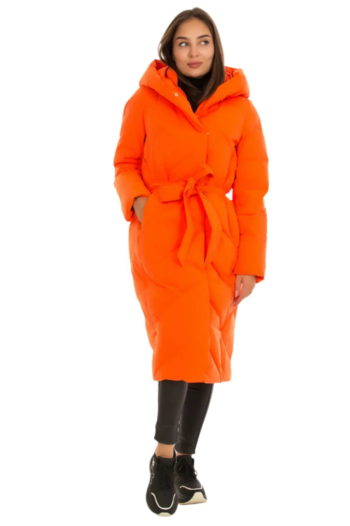 Insulated Longline Coat with Stylish Hood