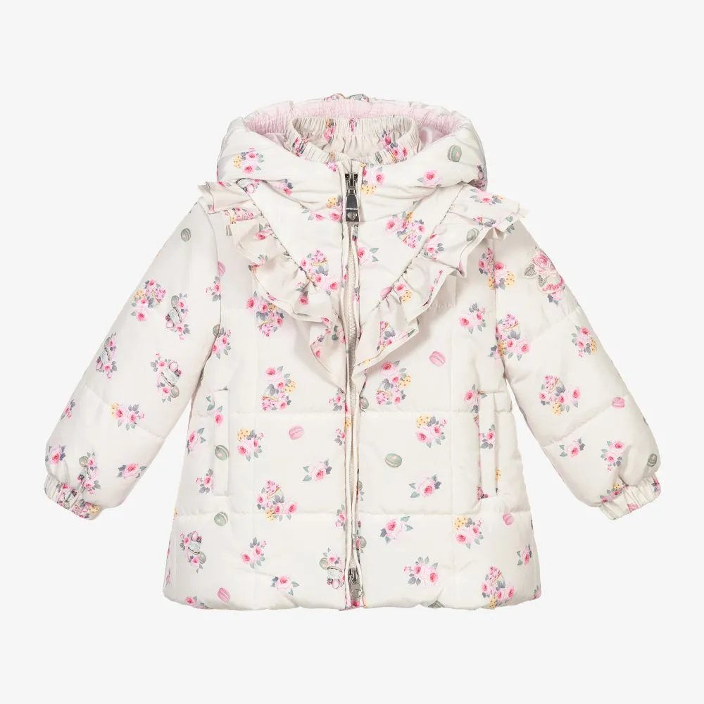 Ivory Pink Floral Coat - Women's Spring Outerwear