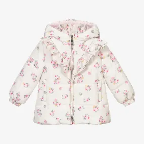 Ivory Pink Floral Coat - Women's Spring Outerwear