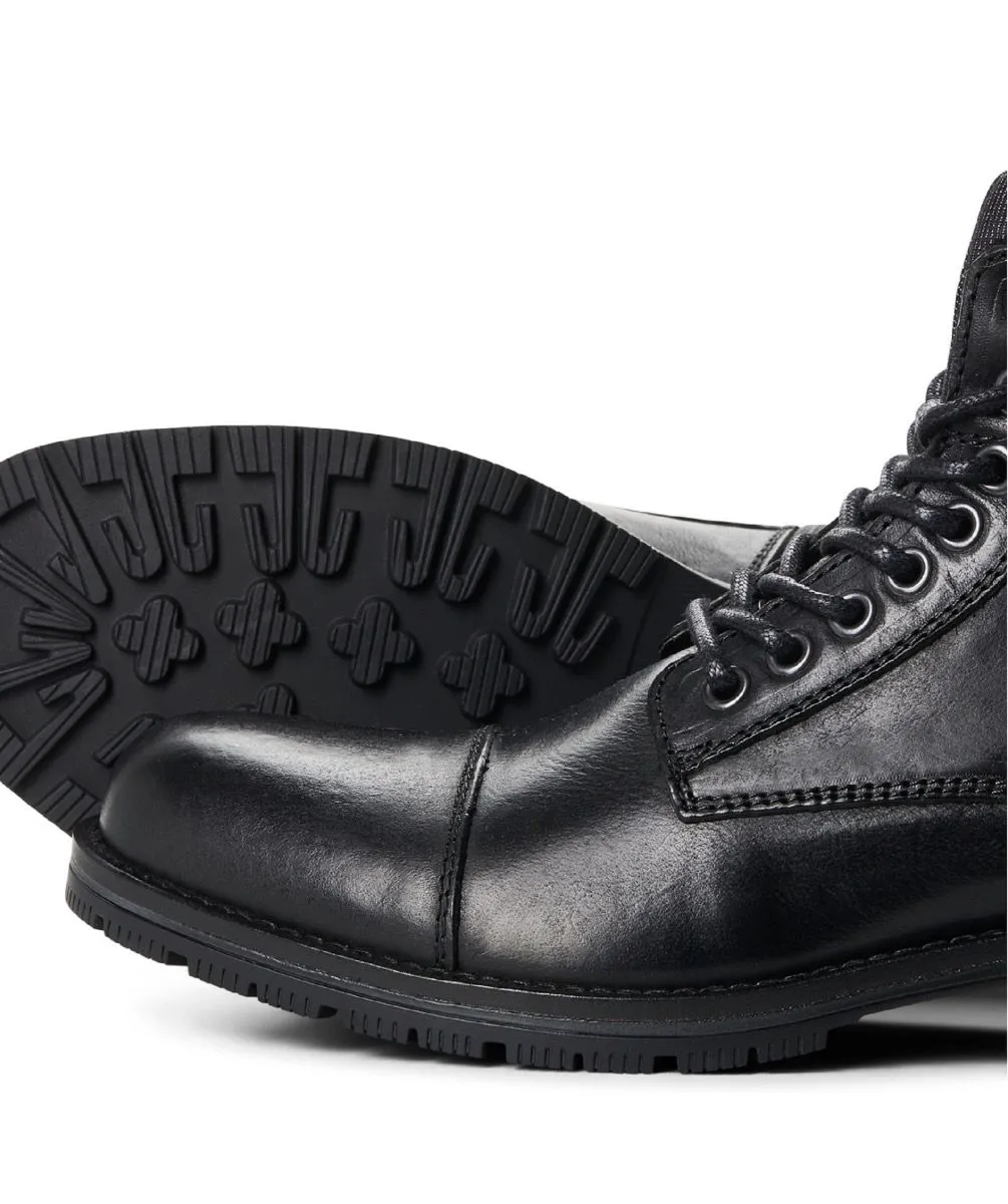 Jack and Jones Albany Leather Boots in Anthracite