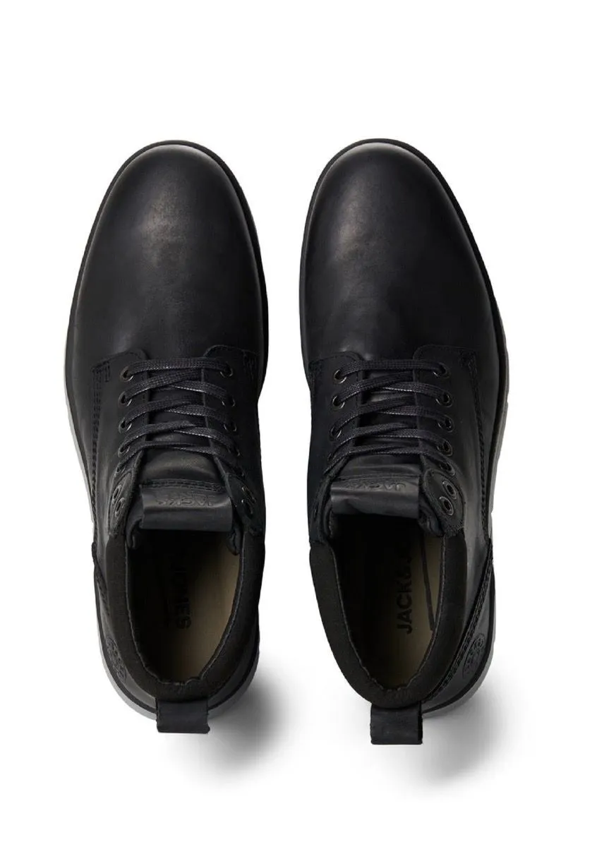 Jack and Jones Tubar Leather Boots in Anthracite