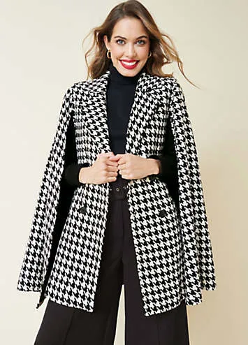 Kaleidoscope Cape Coat in Houndstooth Pattern