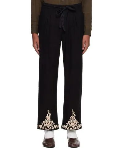 Kartik Research Black Baracuta Edition Embroidered Pleated Trousers