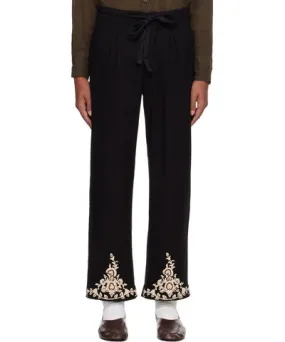 Kartik Research Black Baracuta Edition Embroidered Pleated Trousers