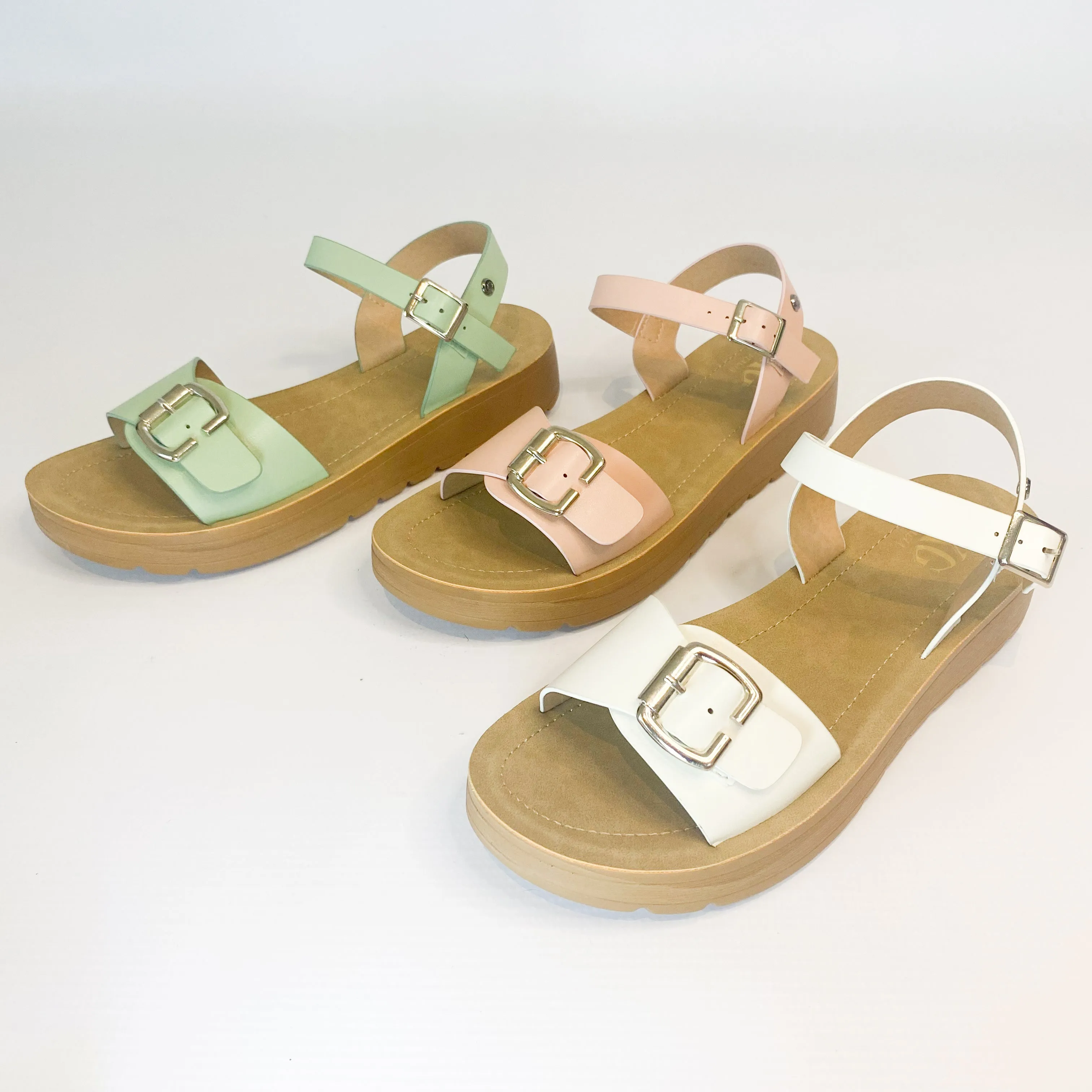 KG sage buckle strap sandal - KG sage sandals - KG buckle strap sandals