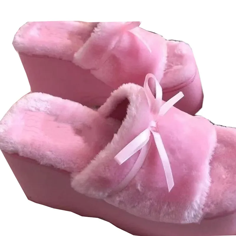 Kimi Pink Fluffy Sandals with Ribbon Lace