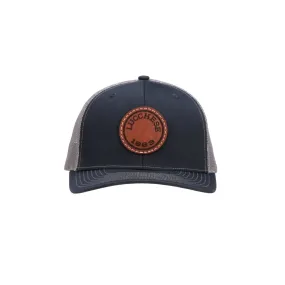 Leather Patch Cap Round Navy Charcoal