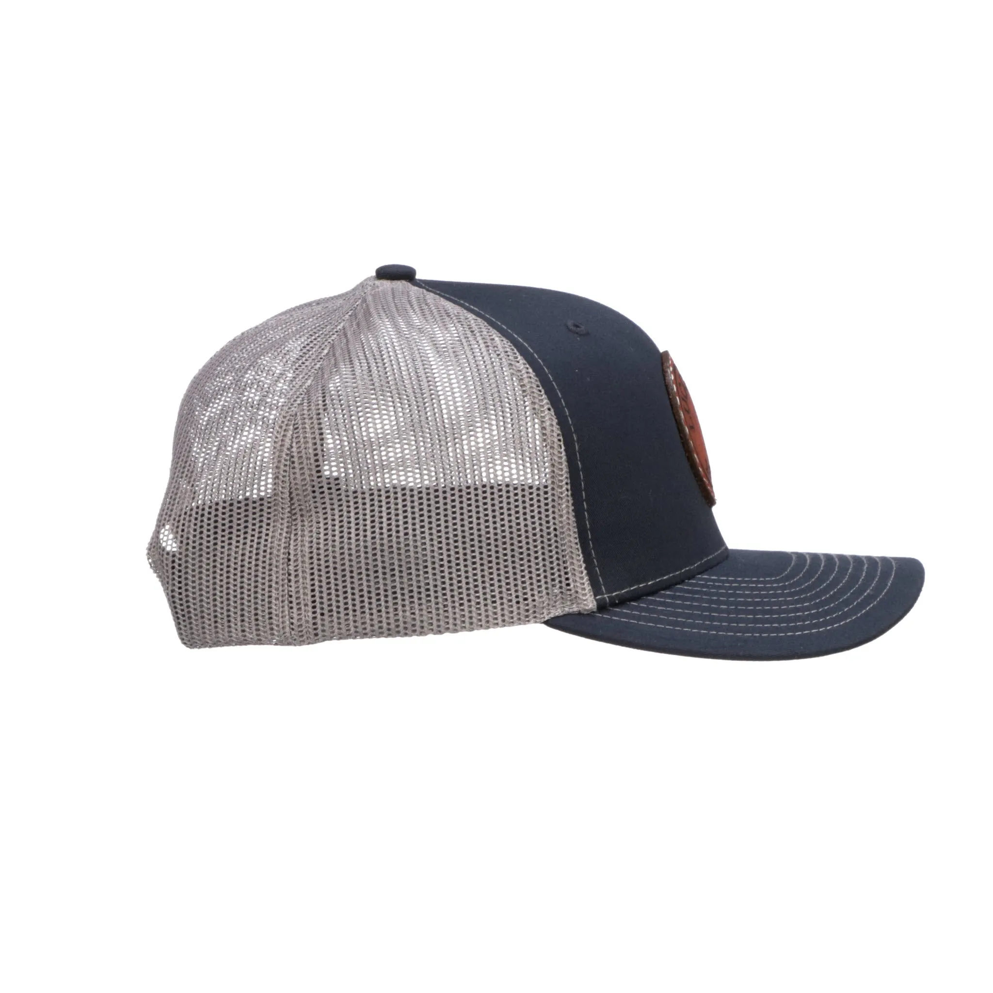 Leather Patch Cap Round Navy Charcoal