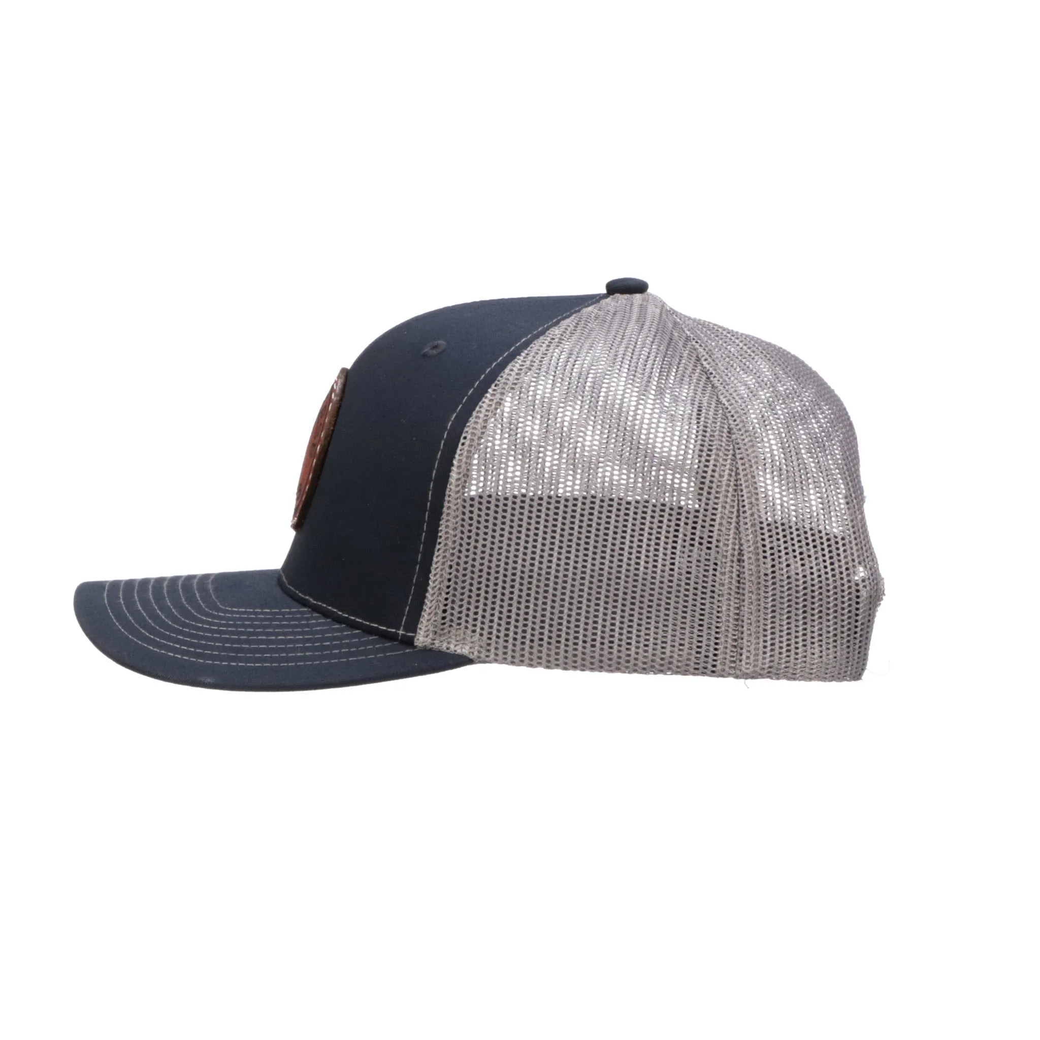 Leather Patch Cap Round Navy Charcoal