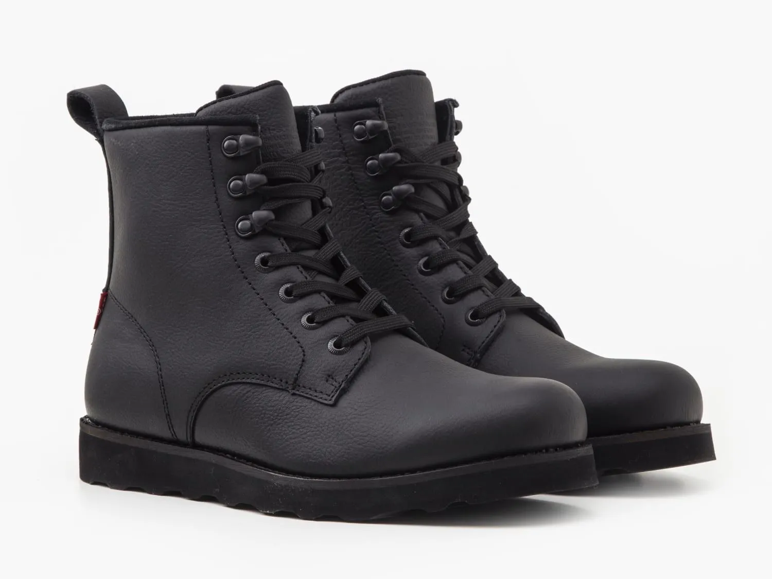 Levi's Darrow Wedge Lace Up Leather Boots in Full Black