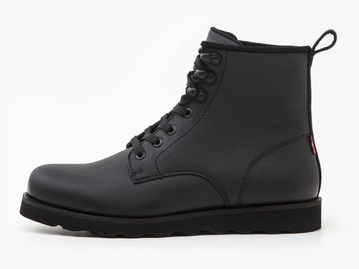 Levi's Darrow Wedge Lace Up Leather Boots in Full Black