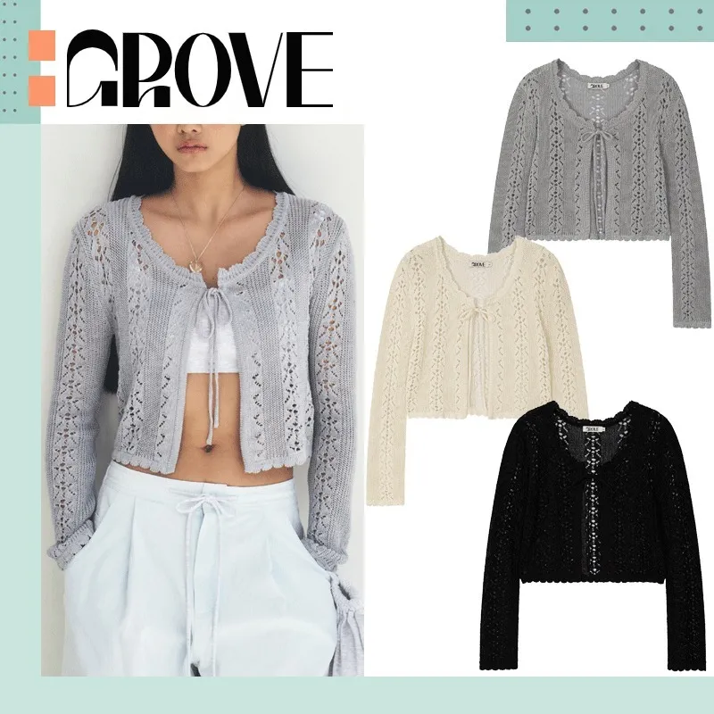 Long Sleeve Logo Cardigans for Street Style by GROVE