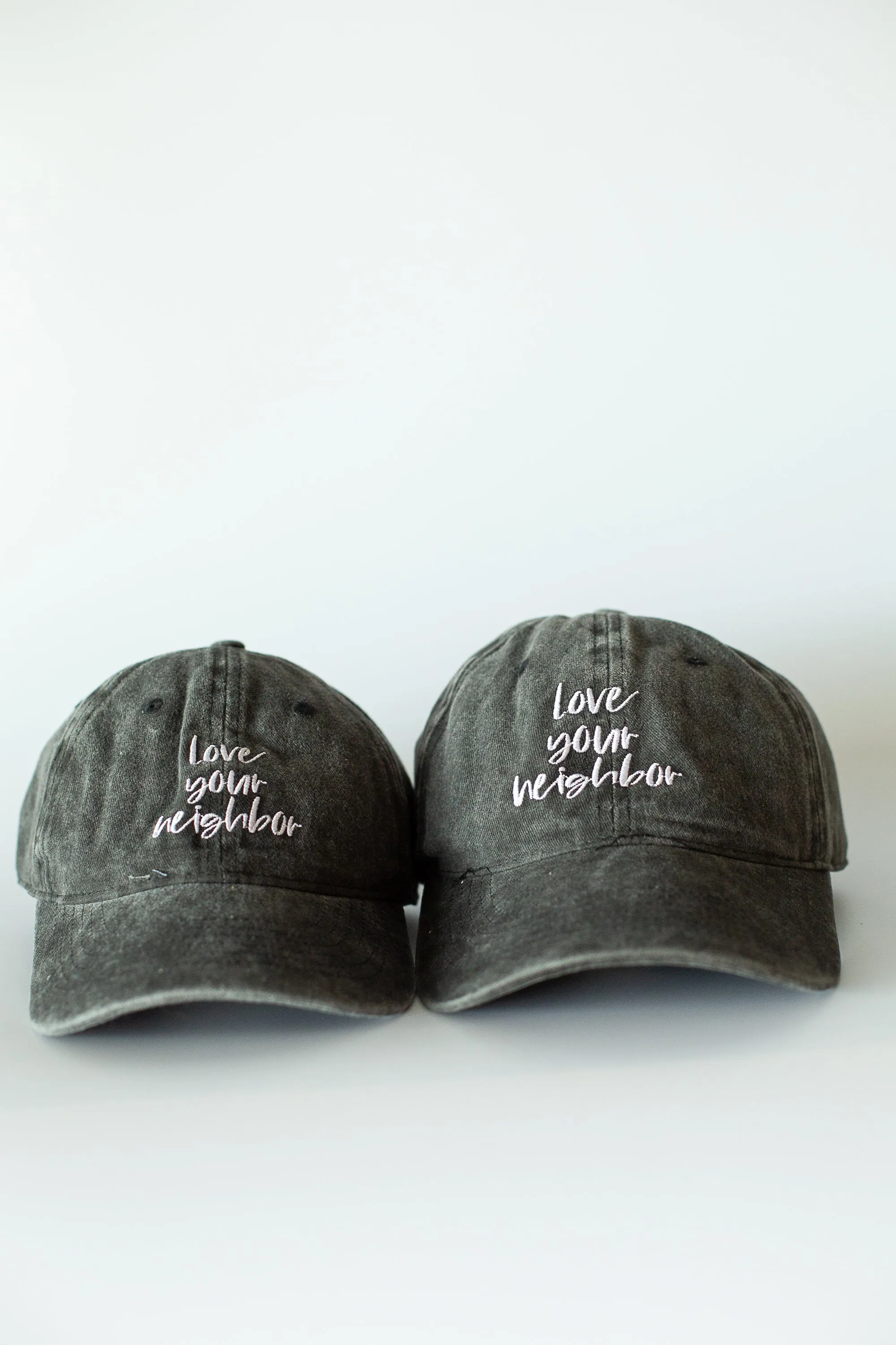 Love Your Neighbor Baseball Cap Washed Black 2 Sizes