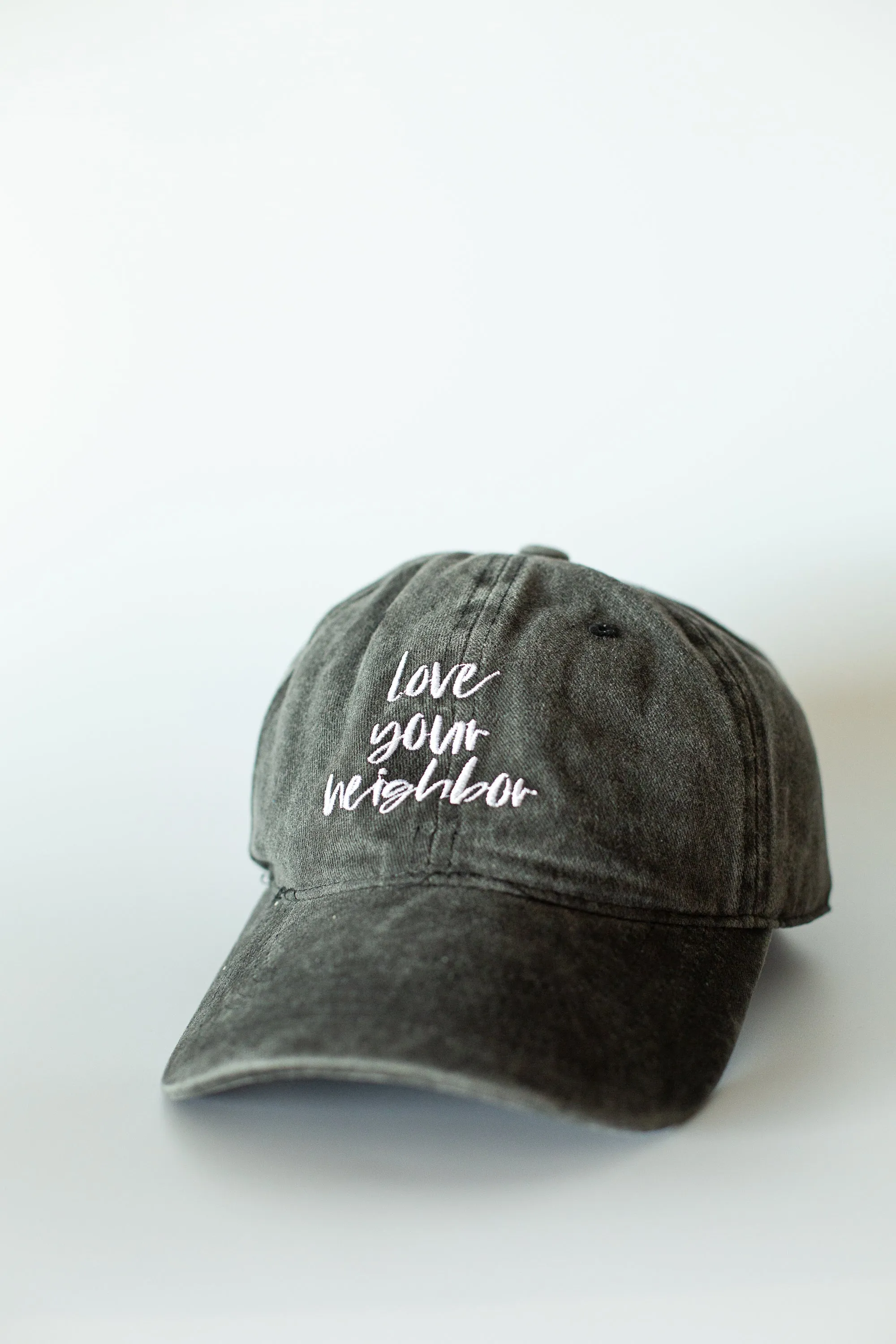 Love Your Neighbor Baseball Cap Washed Black 2 Sizes