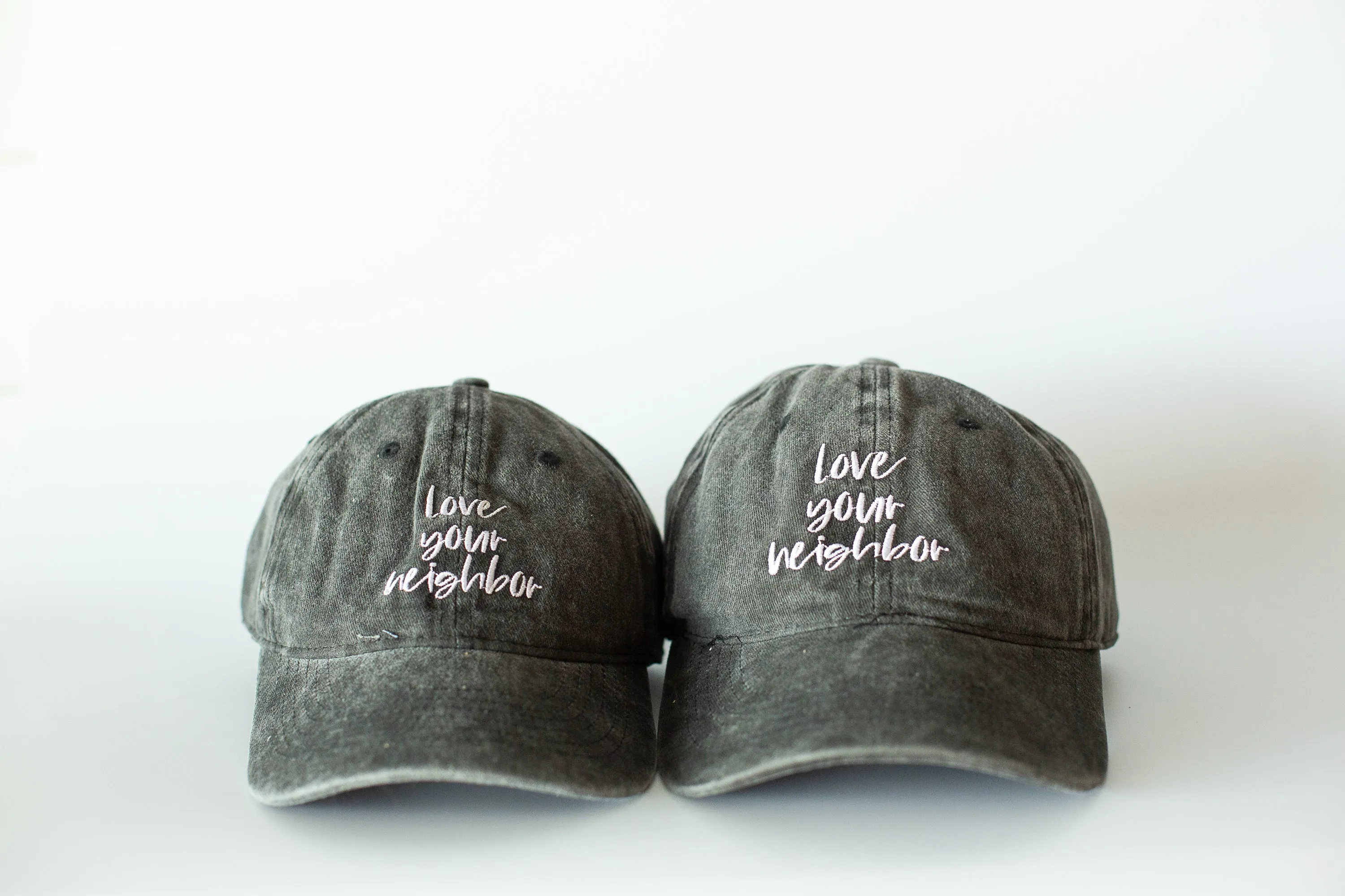 Love Your Neighbor Baseball Cap Washed Black 2 Sizes