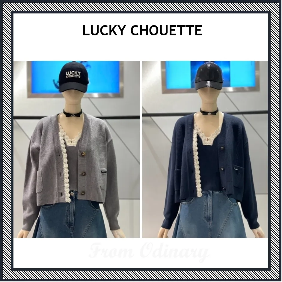 Luckychouette Street Style Logo Cardigans