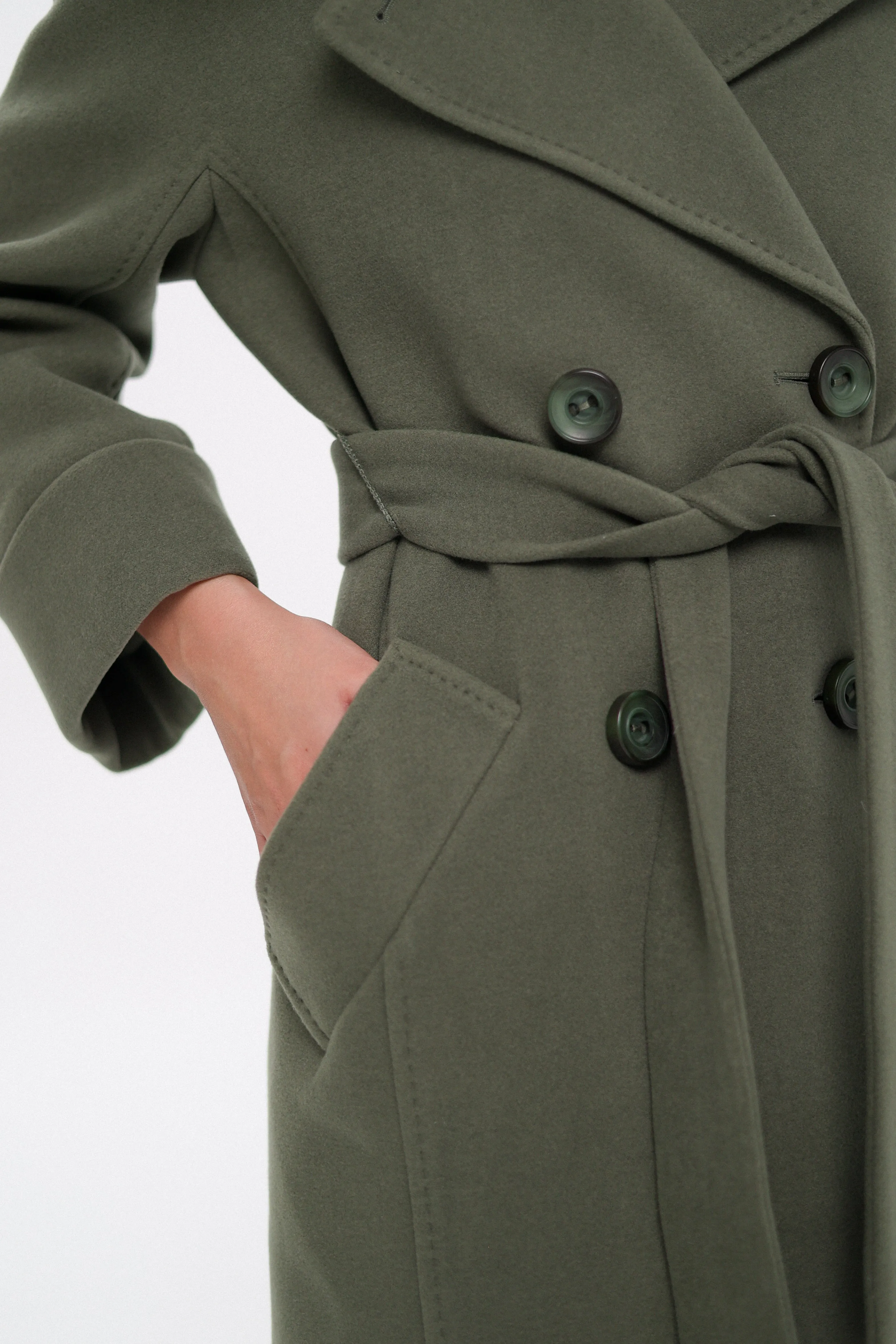 Luxury Polar Fox Tailored Cashmere Wool Coat