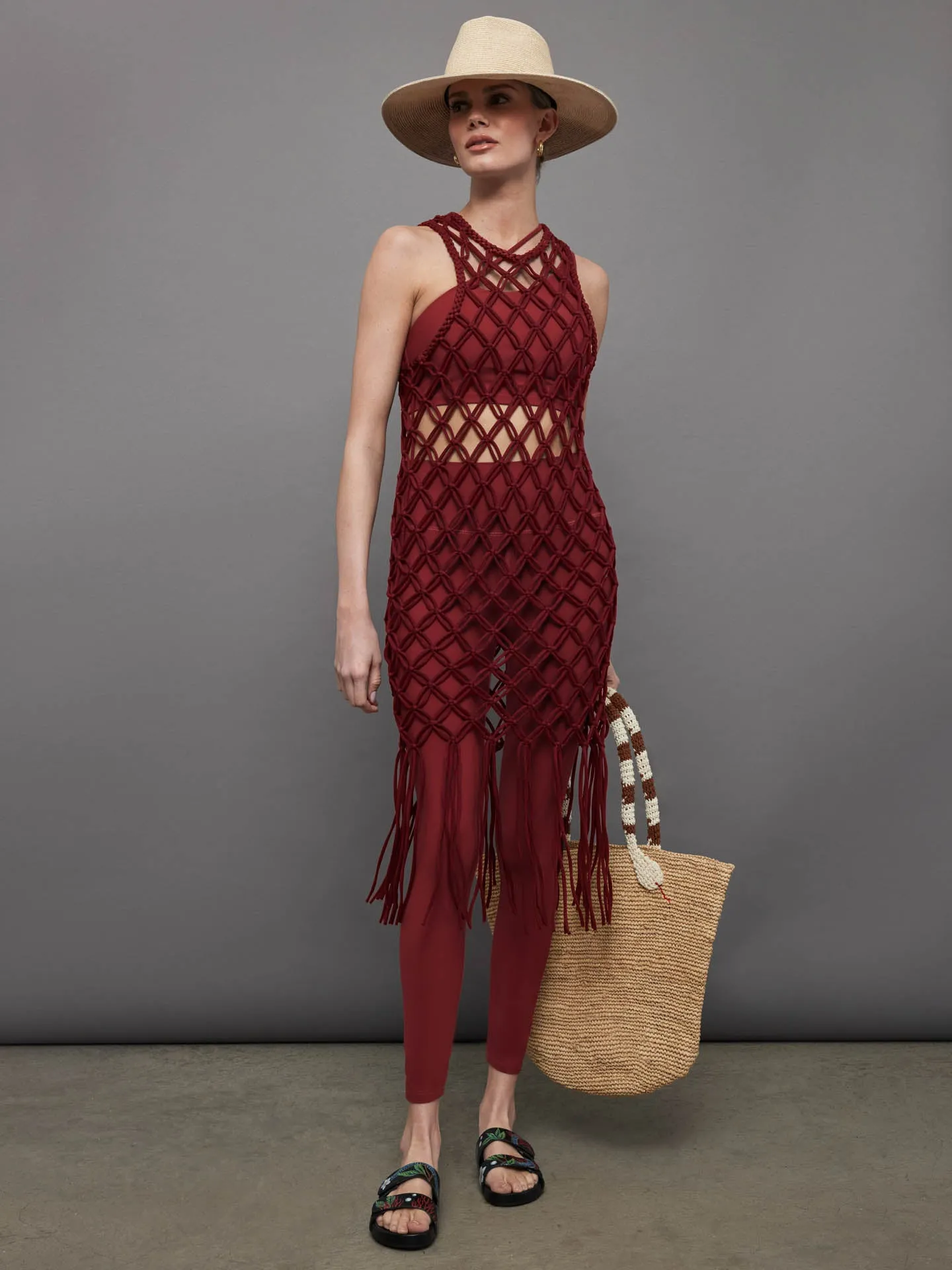 Macrame Tunic Dress in Merlot